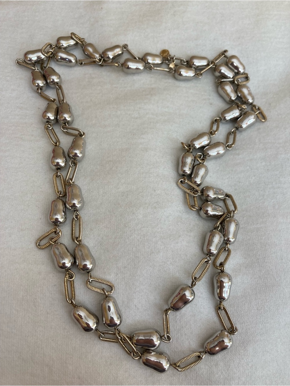 Ann Taylor Signed Vintage Silver Tone 42” Long Necklace